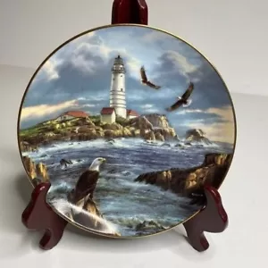 Vigilant Guardian Collector Plate By Rudi Reichardt With Lighthouse & Eagles 8" - Picture 1 of 5