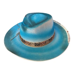 Distressed/Burned Retro Men Women Wide Brimmed Fedora Hat Wool Classic Felt Hat - Picture 1 of 15