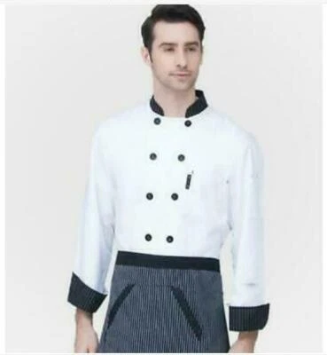 Unisex Chef Jacket Coat Restaurant Hotel Work Uniform Long Mesh Sleeves Hot - Image 1 of 4