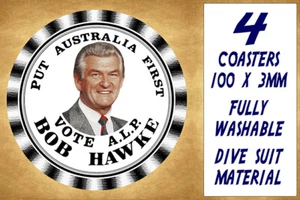 4 x BOB HAWKE, 1984 LABOR CAMPAIGN, PUT AUSTRALIA FIRST -THEME- DRINK COASTERS - Picture 1 of 1