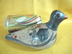 Mexican Bird Figure Street Folk Art Tonala Burnished Pottery animal foliage - Picture 1 of 12