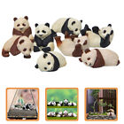  8 Pcs Panda Figurine Pvc Child Doll Toy Sculpture Cartoon Animal