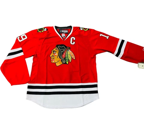 Reebok NHL Jersey Chicago Blackhawks Jonathan Toews Red sz 3XL with Fight Strap Cover
