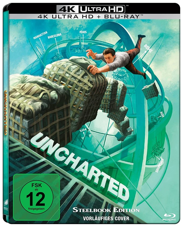 UNCHARTED *2022 / 2 Disc STEELBOOK / Mark Wahlberg* NEW RB (4K UHD) Blu Ray - Image 1 of 1