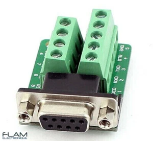 Connecteur DB9 9 broches Female PCB connector 9 pins adapter module RS232 serial - Foto 1 di 2