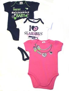 NFL Seattle Seahawks Baby-Girls 3 Pack Short Sleeve Bodysuit - Picture 1 of 1