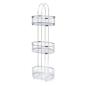 Free Standing 3 Tier Chrome Shower Caddy Bathroom Storage Rack Shelf Organiser - Picture 1 of 8