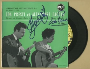 Ida Presti (1924-1967) & Alexandre Lagoya (1929-1999) - RARE signed 45-RPM - COA - Picture 1 of 4