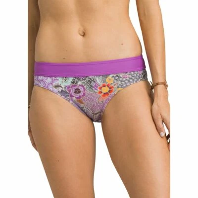 Biquíni feminino Prana roxo floral elástico cintura média tamanho XS $155 - Imagem 1 de 2
