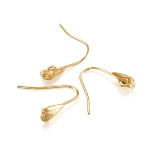 20pcs Gold Plated Brass Shell Earring Hooks Back Loop French Earwire Craft 16mm - Picture 1 of 9