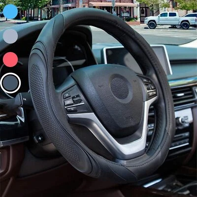 Auto Leder Lenkradbezug Lenkradhülle Sport Universal 37-38cm rutschfest Schwarz - Bild 1 von 4
