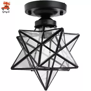 Modern Moravian Star Frosted Glass Ceiling Light Semi Flush Mount Lamp Fixture - Picture 1 of 11
