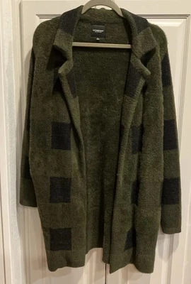 Liverpool Los Angeles Coatigan Women Small Black Green Buffalo Check Open Front - Image 1 of 4