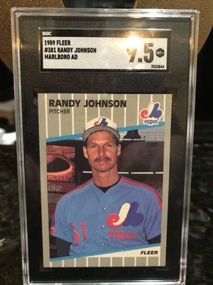 Randy Johnson rookie 1989 fleer error marlboro on scoreboard #381 - Image 1 of 4