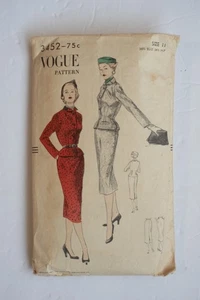 1951 Vintage Vogue 3452 Jacket & Skirt Suit Size 11 30.5/34.5 Complete Pattern - Picture 1 of 2