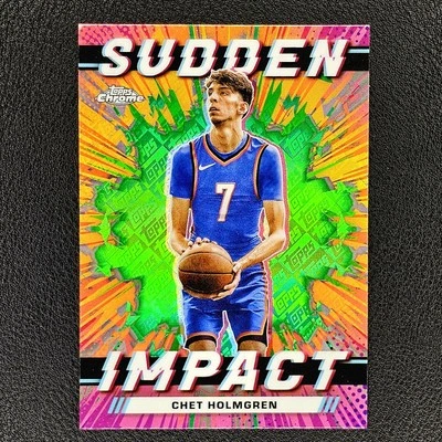 2023-24 Topps Chrome Sudden Impact Topps Green Logo Refractors Chet Holmgren Gem - Image 1 of 2