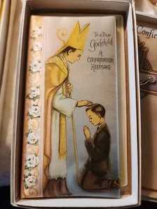 Folleto sedoso vintage Confirmation Keepsake de Paramount viene con caja original - Imagen 1 de 7