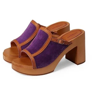 Swedish Hasbeens Womens Sophisticated Slip In Heels EU 40 US 10 Purple Suede EUC - Picture 1 of 14