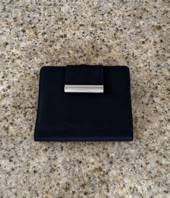 Vintage DKNY Black Nylon Compact Wallet Coin Card Cash Silver Bifold - Image 1 of 4