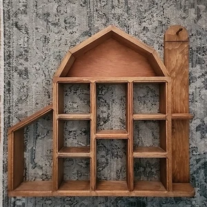 Vintage Country Wood Barn Shadow Box Wall Shelf For Knick Knack Curio Trinket - Picture 1 of 16