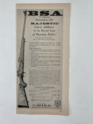 Vintage 1959 Print Ad BSA Majestic Hunting Rifle Advertisement - Image 1 of 3