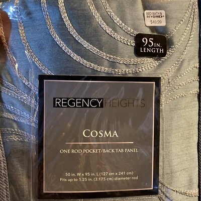 Panel de cortina de ventana con lengüeta trasera/ bolsillo varilla Regency COSMA 95" plateado bordado Foto 1 de 4