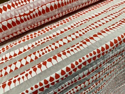 Organza Woven Burnout Stripe Dress Fabric, 85cm Last Piece- Moroccan Style - Red - Image 1 of 3