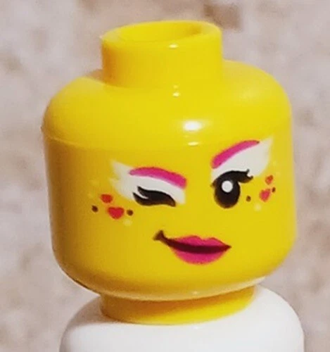 New LEGO Makeup Head Girl WINK Heart Face Paint Hot Pink Lipstick Long Lashes - Image 1 of 1