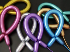 25Pcs 1.8gram Mixed Color Metallic Magic Long Animal Tying Twist Latex Balloons - Picture 1 of 9