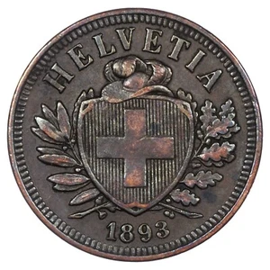 Suisse - 2 centimes 1893 B Écusson - Berne - bronze - KM.4 - Schön.16 - monnaie - Imagen 1 de 2