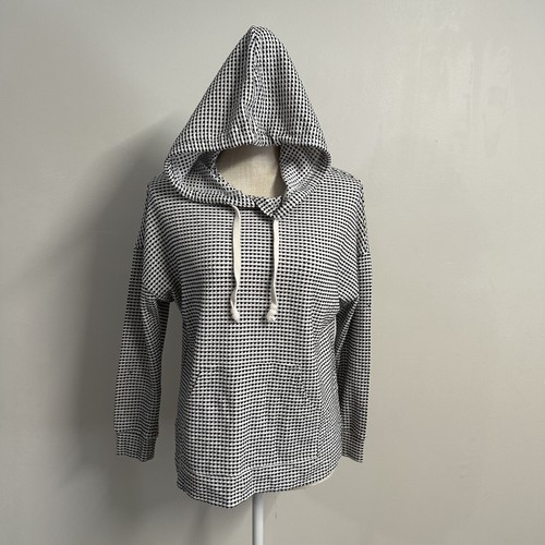 VETEMENTS Felpa con cappuccio Mello Day donna XS bianca nera maglia coulisse pullover elasticizzato