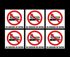 6x No Smoking or Vaping 75x75mm Sticker - Car, Van, Taxi, Pub (CC040)