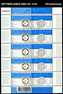 NETHERLANDS 2003 SC 1144 SHEET OF 10/39c ENSCHEDE & SONS PRINTERS~CTO~OG VFINE - Image 1 of 2