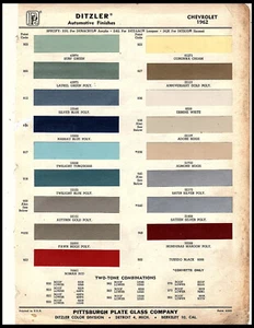 1962 CHEVROLET CORVETTE IMPALA BEL AIR BISCAYNE CHEVY II 62 PAINT CHIP DITZLER - Picture 1 of 1
