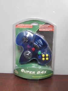 VINTAGE PELICAN ACCESSORIES SUPER 64X CONTROLLER BLUE FOR NINTENDO 64 (22C) - Picture 1 of 5
