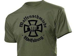 T-Shirt Weapon Forger Wolfsburg Size 3-5XL Weapon Blacksmith Iron Cross EK1 - Picture 1 of 11