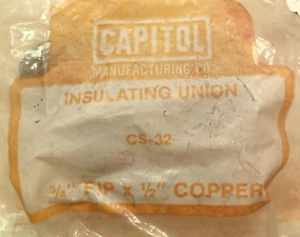 Dielectric Union 3/4" IP Female x 1/2" CU [for connecting copper to galvanized] - Picture 1 of 2