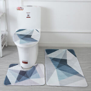 3 pièces tapis de bain tapis de contour ensemble de tapis de bain avec couvercle de toilette # N