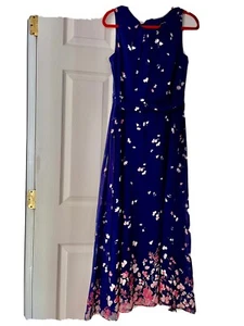 NWT Madison Leigh Black Gray Pink Lined Floral Dress Size 10 Long dress - Picture 1 of 6