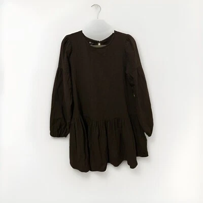 Billabong Mini Dress Women's Small Grey Long Sleeve Neck Cotton - Image 1 of 4