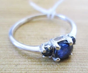 Anillo Vintage Plata Esterlina Natural Tanzania Zafiro Azul Talla US 7.5 - Imagen 1 de 7