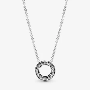 PANDORA Halskette 925 Sterlingsilber Kreis weiße Steine Pavé 45 cm 397436CZ-45 - Bild 1 von 5