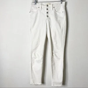 Pantalones de mezclilla Madewell para mujer talla 28 10” tiro alto ajustados blancos botones delanteros - Imagen 1 de 11