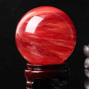 1pc red smelting quartz sphere crystal polished ball healing decor gift 100mm - Picture 1 of 12