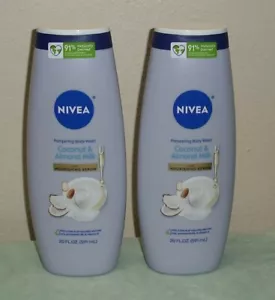 2 Nivea Body Wash ~ 20 Fl Oz Bottles ~ Coconut & Almond Milk - Picture 1 of 2