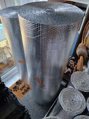 1.0m Wide Silver Multi-purpose Aluminium Bubble Insulation Foil Loft Van. - Image 1 of 2