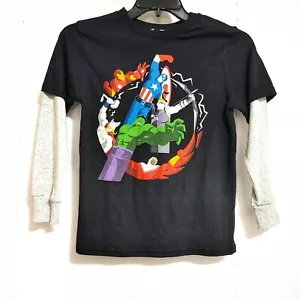 Marvel Avengers Assemble Shirt Boy's M Long Sleeve Black Superhero Tagless New - Picture 1 of 5