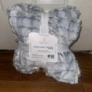 Micro-mink Sherpa Throw 100% Polyester Blanket 50” x 60” Royal Luxe Color “blue” - Picture 1 of 5