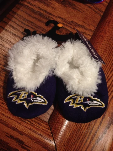 Baltimore Ravens NFL Purple Infant Unisex Bootie Slippers, 12/24 Months, NWT Cover