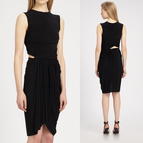 Alexander Wang abito drappeggiato ritaglio nero jersey elasticizzato senza maniche collo alto 0